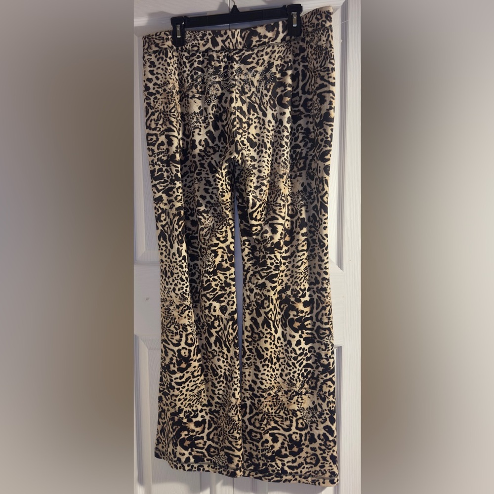 NWOT Juicy Couture Ocelot Leopard Print Wide Leg Pants Size XL